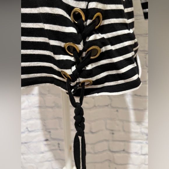 Michael Kors long sleeve black and white striped shirt Size Large - Picture 2 of 6